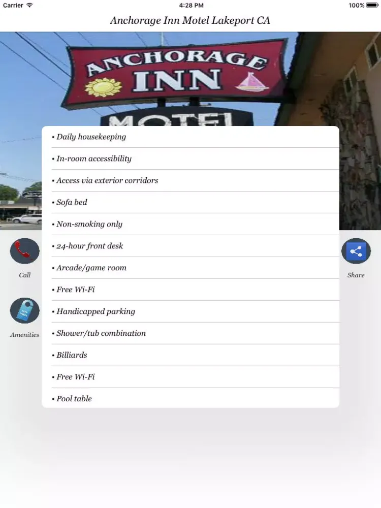 Anchorage Inn Motel Lakeport CA iPad  Screenshots