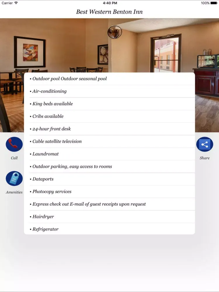 Best Western Benton Inn iPad 應用截圖