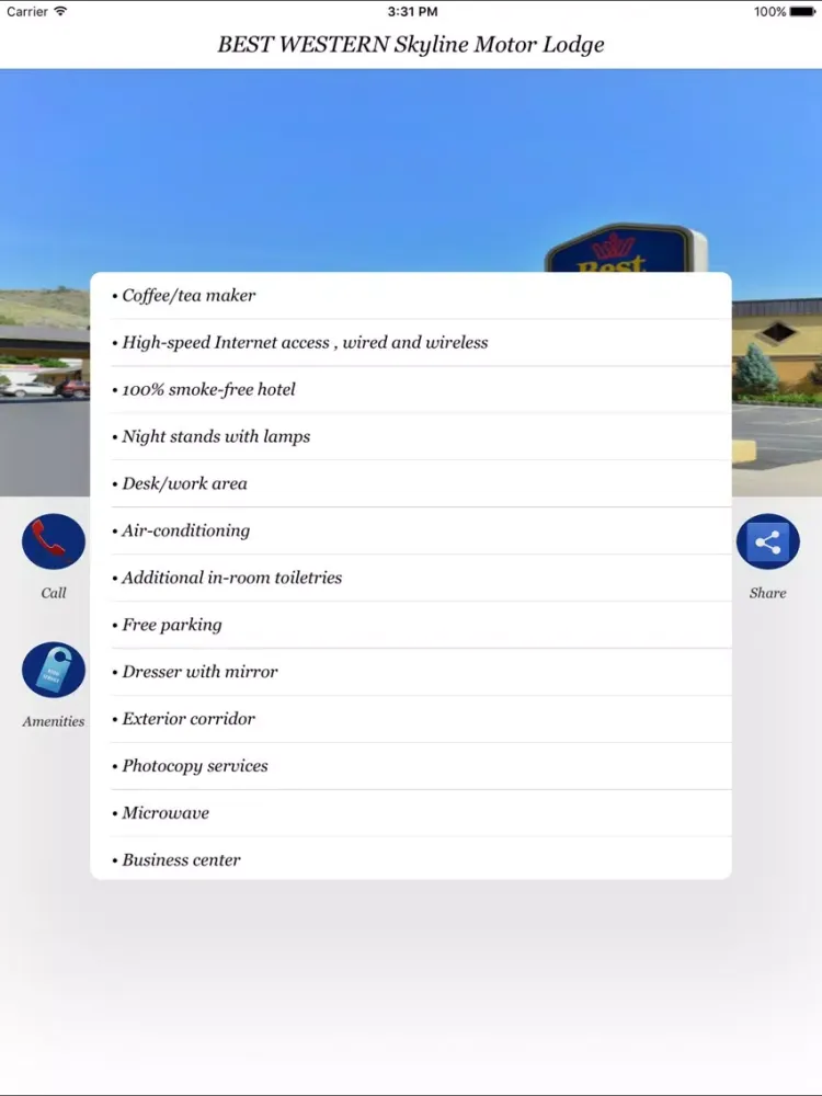 Capturas de pantalla de BEST WESTERN SKYLINE MOTOR LODGE iPad 