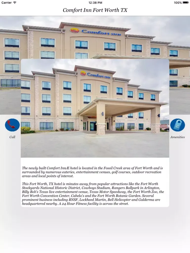 Tangkapan skrin Comfort Inn Fort Worth TX iPad 