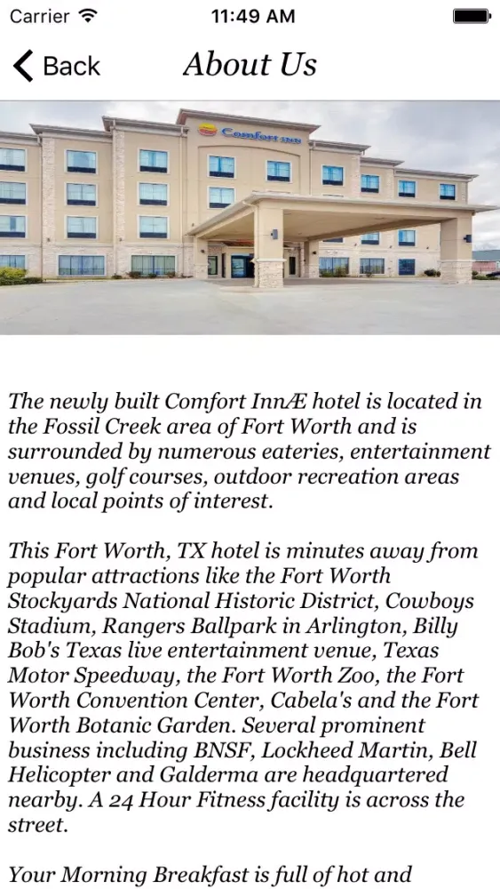 Tangkapan skrin Comfort Inn Fort Worth TX
