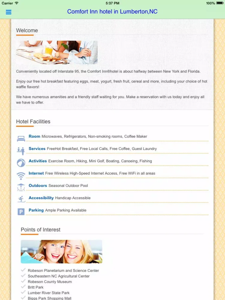 Zrzuty ekranu Comfort Inn Lumberton,NC iPad 