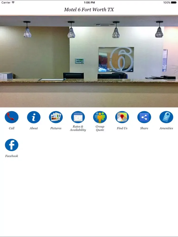 Tangkapan skrin Motel 6 Fort Worth TX iPad 