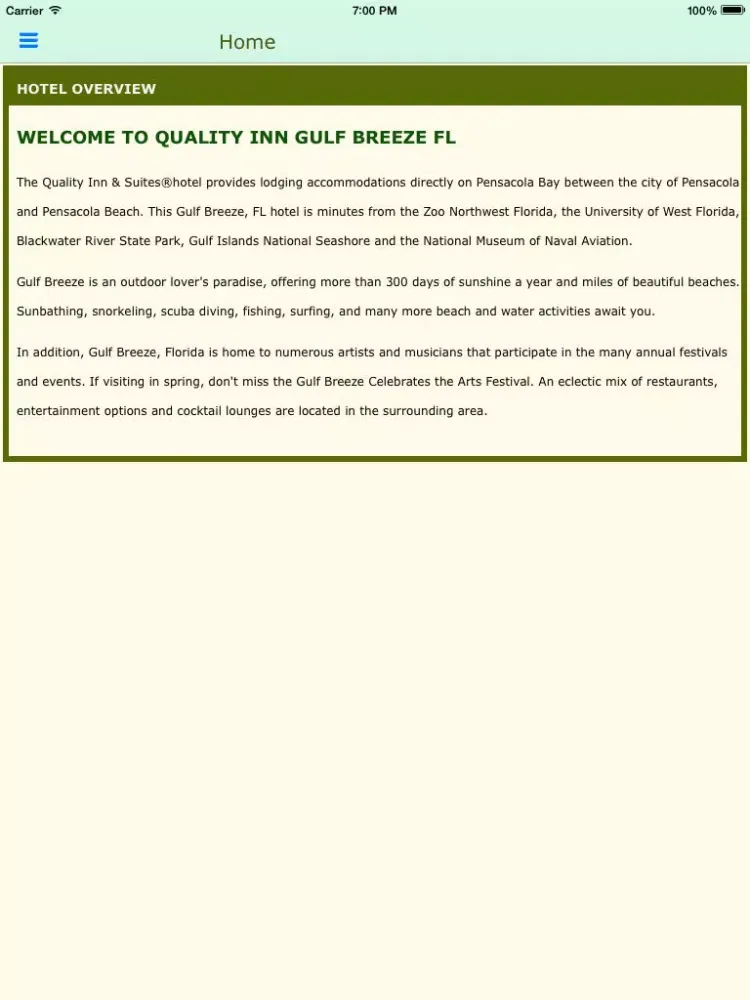 Quality Inn Gulf Breeze FL iPad 应用截图