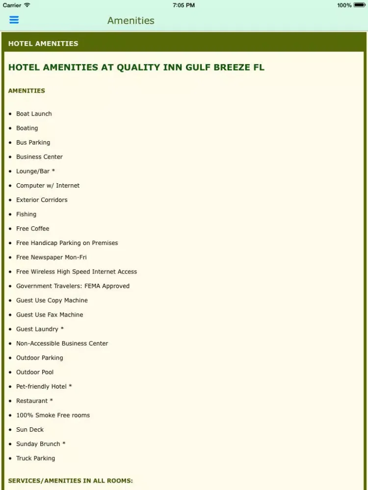 Quality Inn Gulf Breeze FL iPad 应用截图