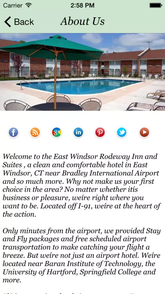 Captures d'écran de Rodeway Inn and Suites East Windsor Connecticut