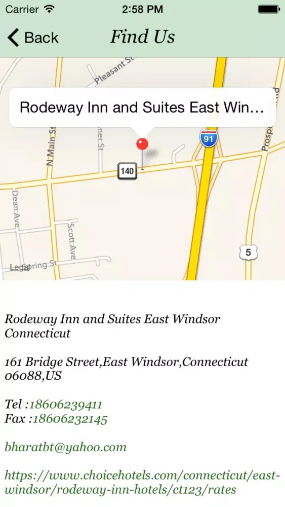 Captures d'écran de Rodeway Inn and Suites East Windsor Connecticut
