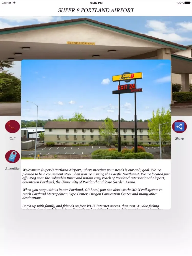 SUPER 8 PORTLAND AIRPORT iPad  Ekran Görüntüleri