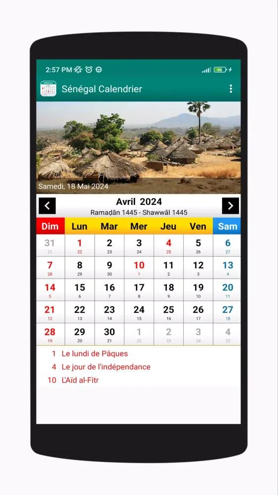 Tangkapan layar Sénégal Calendrier 2025