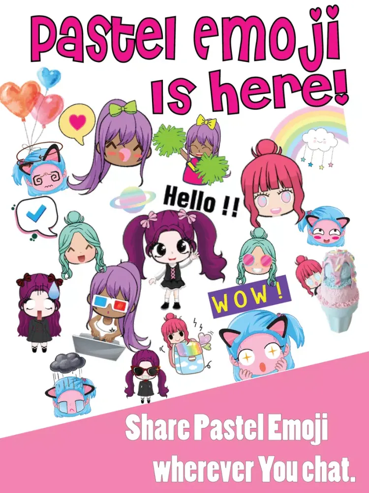 Tangkapan layar Pastel Girls Emoji Keyboard iPad 