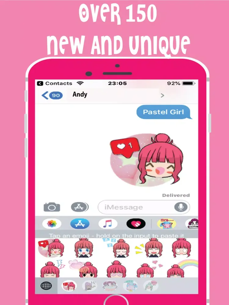 Tangkapan layar Pastel Girls Emoji Keyboard iPad 