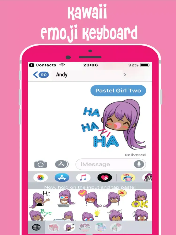 Tangkapan layar Pastel Girls Emoji Keyboard iPad 