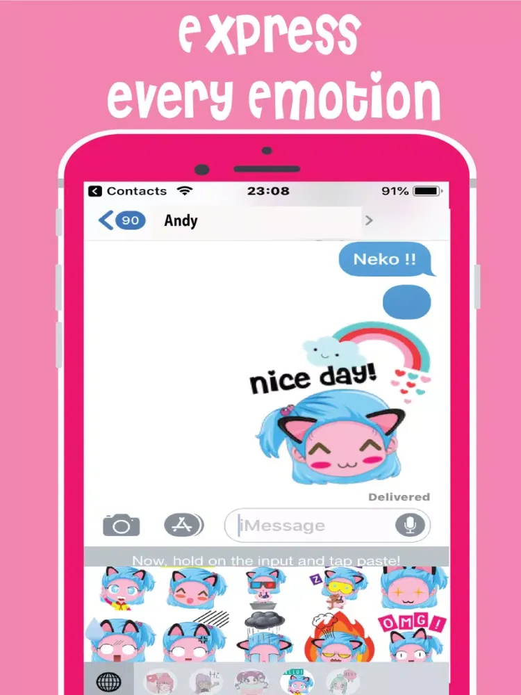 Tangkapan layar Pastel Girls Emoji Keyboard iPad 