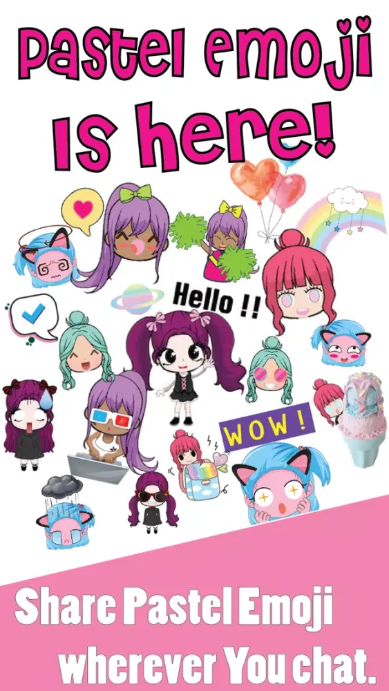 Tangkapan layar Pastel Girls Emoji Keyboard