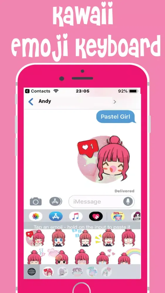 Tangkapan layar Pastel Girls Emoji Keyboard
