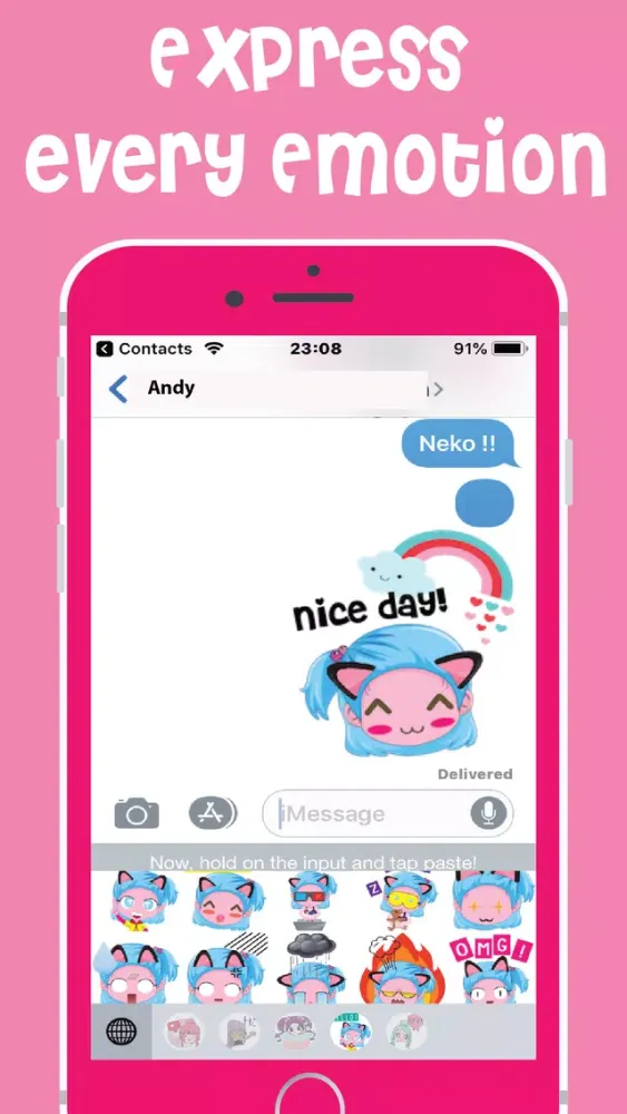 Tangkapan layar Pastel Girls Emoji Keyboard