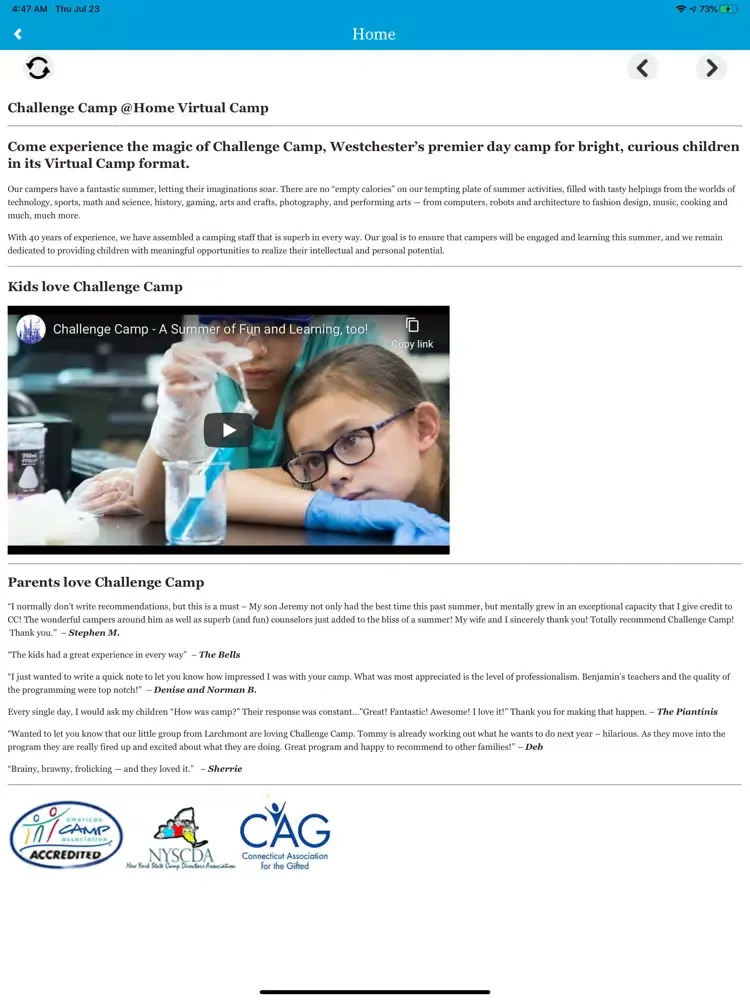 Challenge Camp iPad  স্ক্রিনশট