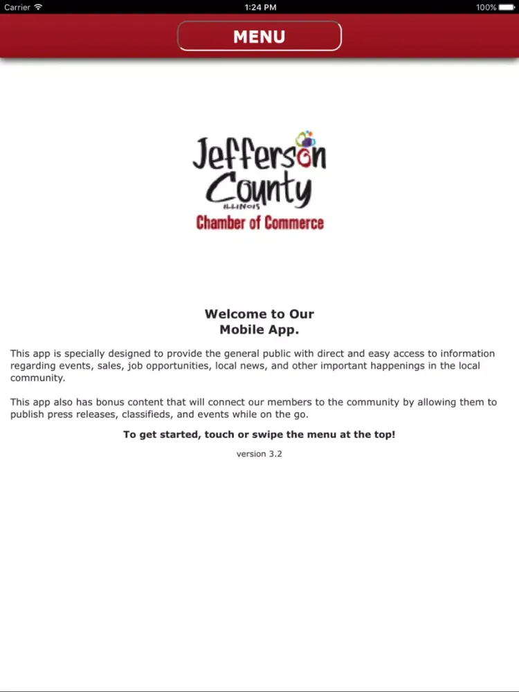 Tangkapan layar Jefferson County Chamber of Commerce iPad 