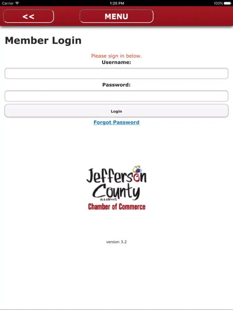Tangkapan layar Jefferson County Chamber of Commerce iPad 