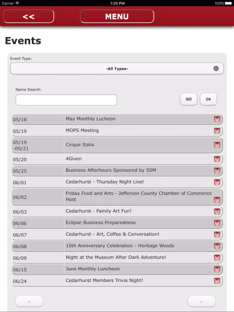 Tangkapan layar Jefferson County Chamber of Commerce iPad 