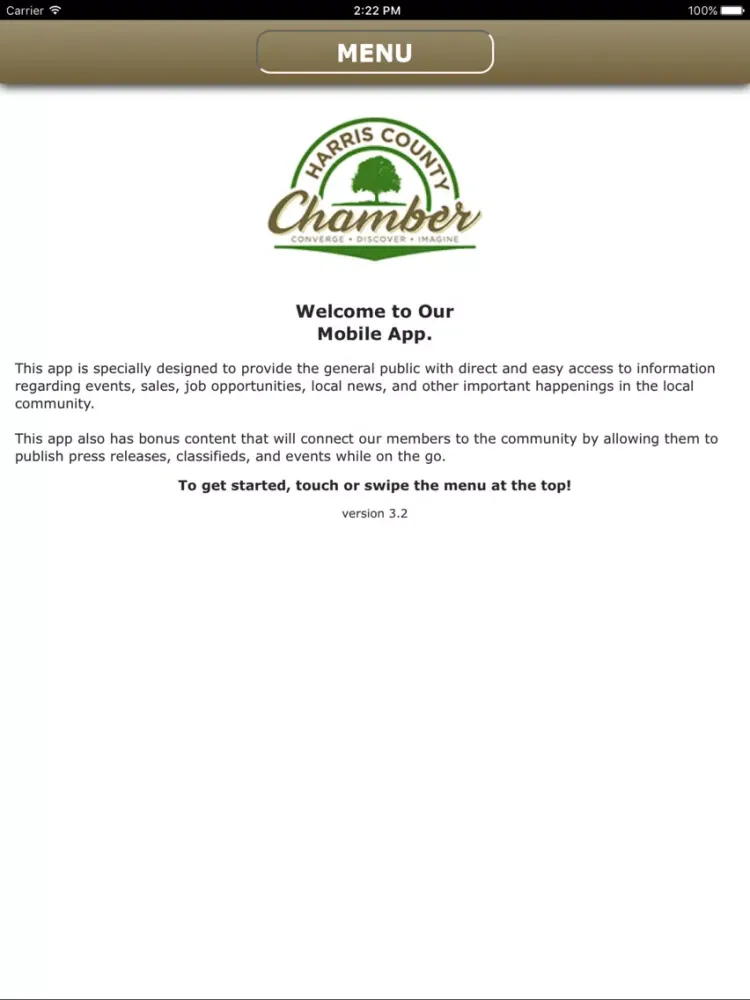 Capturas de tela do Harris County Chamber of Commerce iPad 