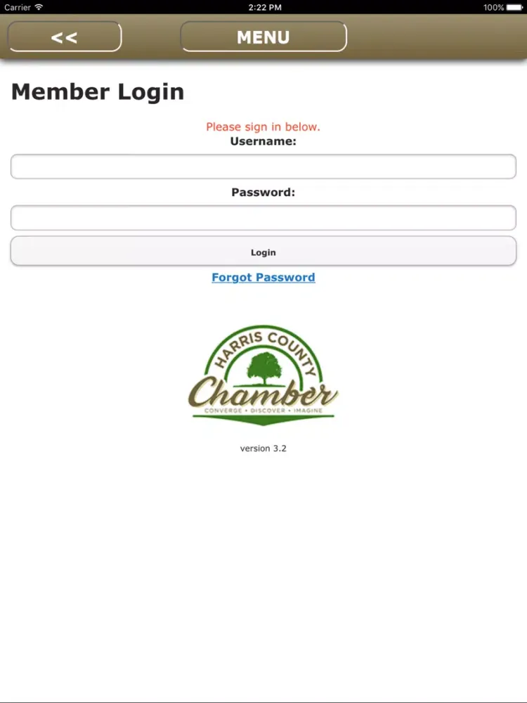 Capturas de tela do Harris County Chamber of Commerce iPad 