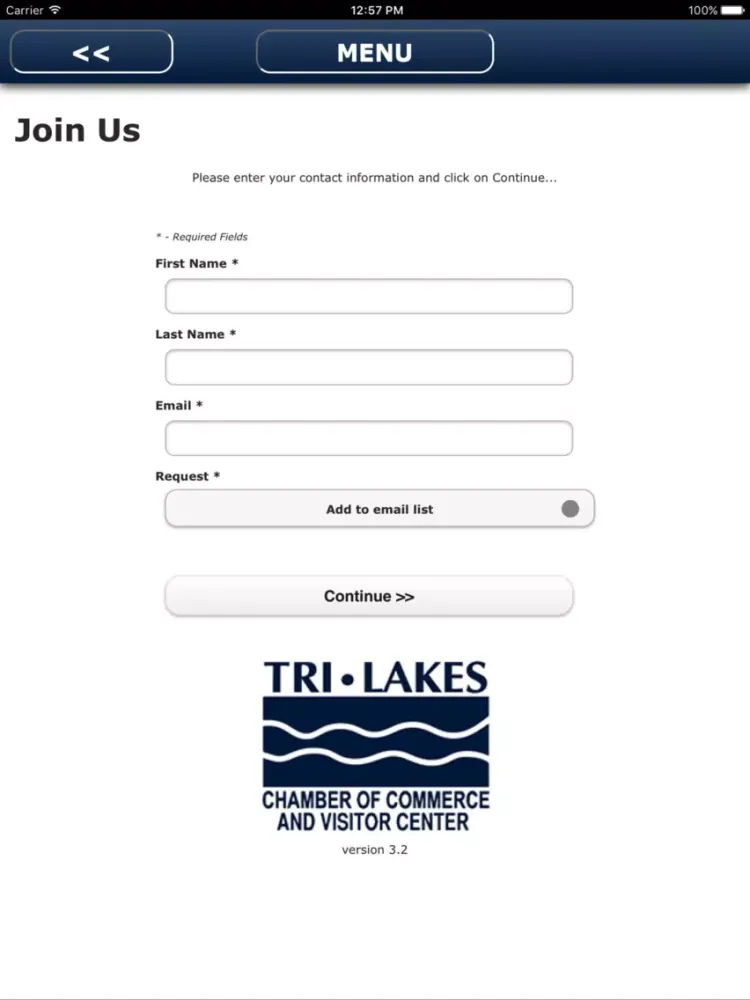 Ảnh chụp màn hình của Tri-Lakes Chamber of Commerce iPad 