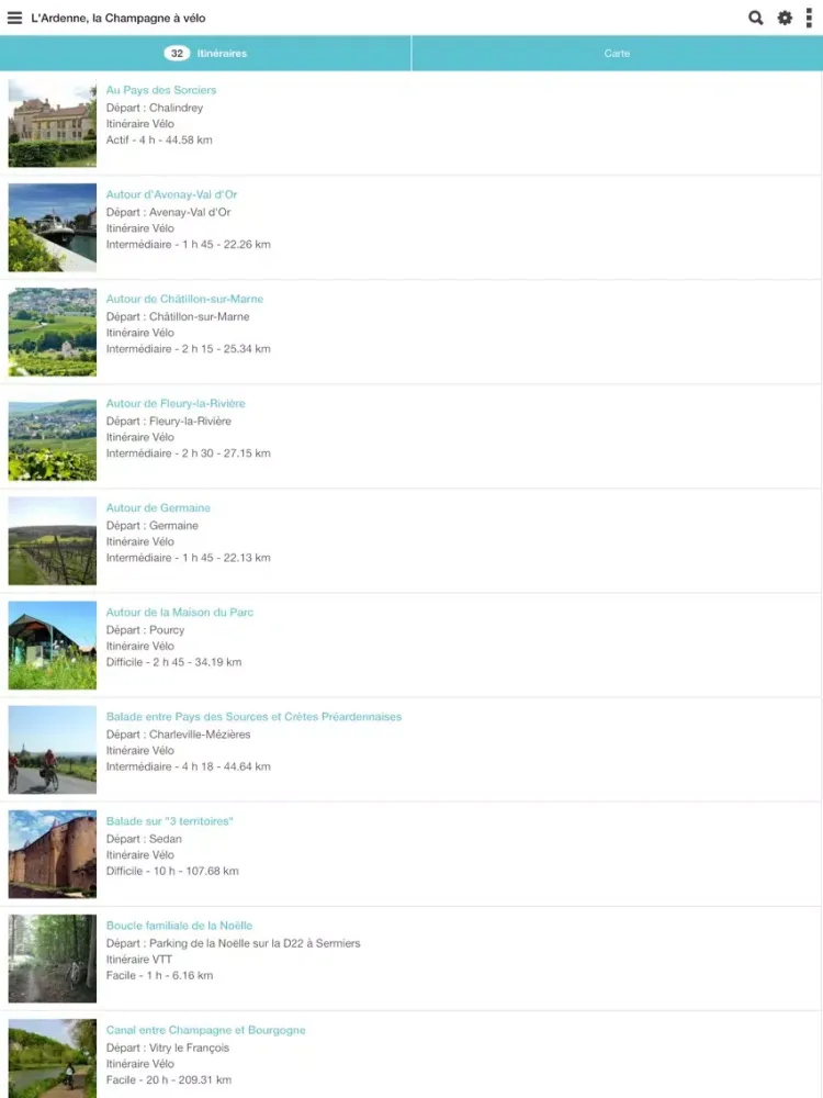 Captures d'écran de L'Ardenne, la Champagne à vélo. iPad 