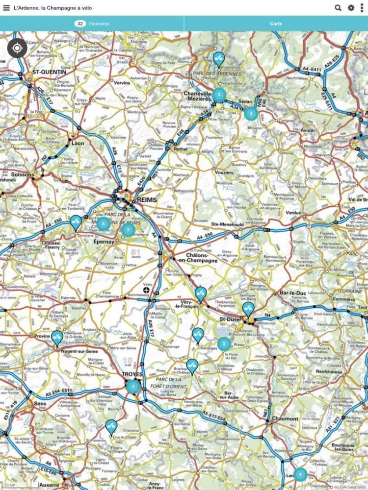 Captures d'écran de L'Ardenne, la Champagne à vélo. iPad 