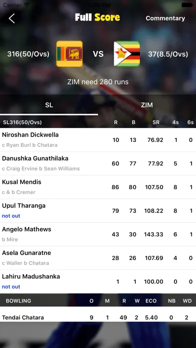 Live score for Cricket Screenshots
