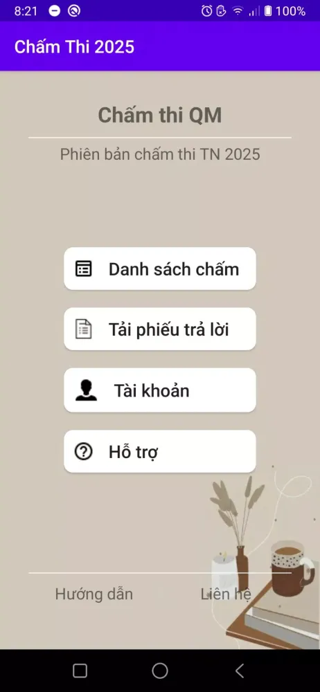 Tangkapan skrin Chấm thi trắc nghiệm QM2025