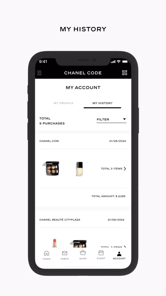 Capturas de tela do CHANEL CODE​