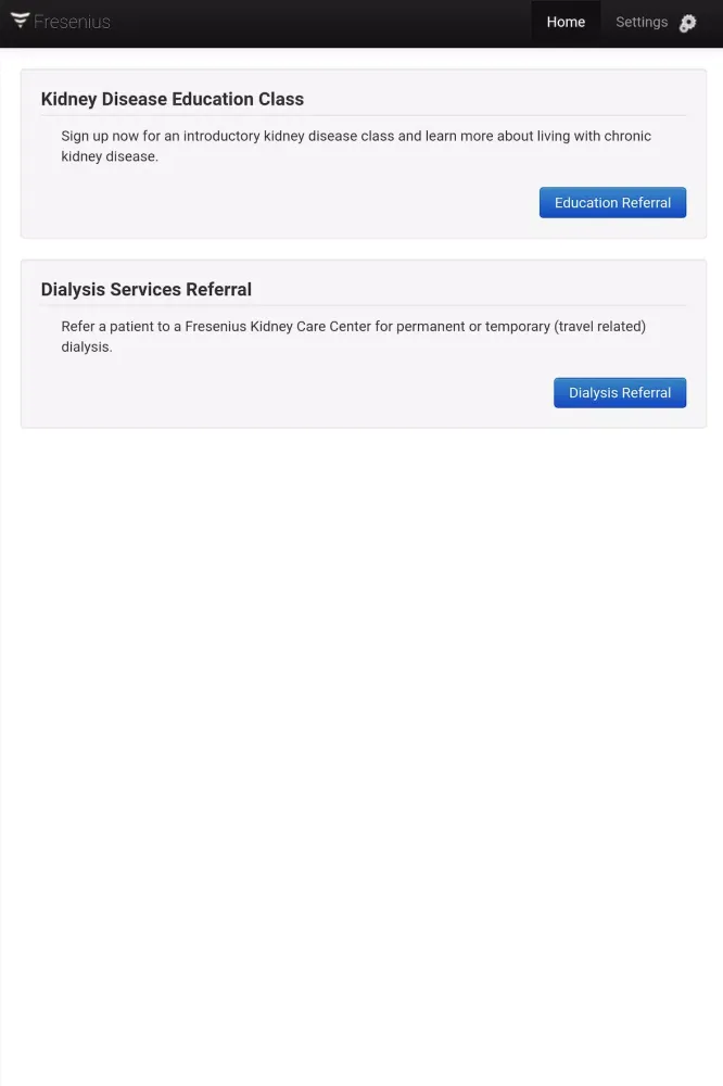 Referral–Fresenius Kidney Care Screenshots