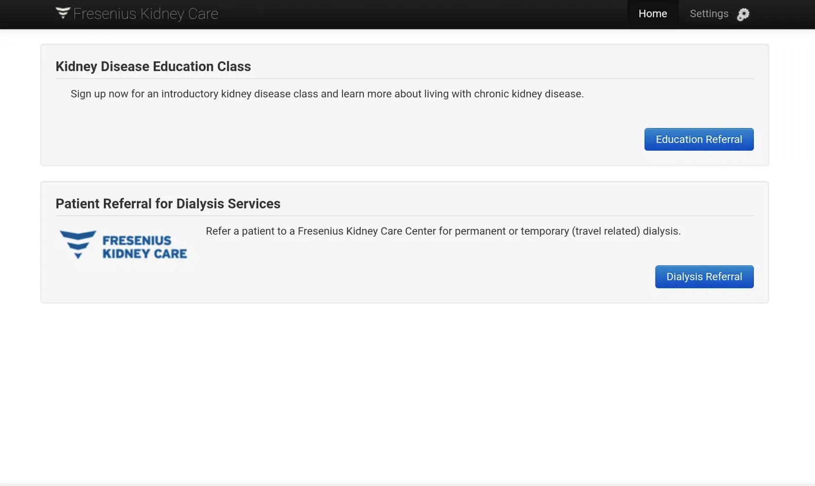 Referral–Fresenius Kidney Care Screenshots