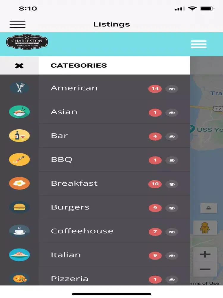 Charleston Restaurant Guide iPad  स्क्रीनशॉट