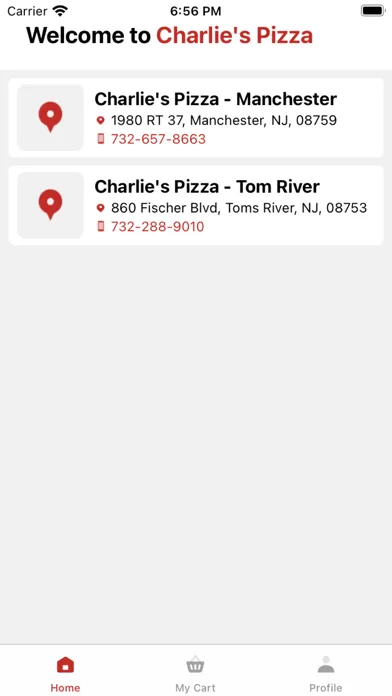 Charlie's PIZZA Restaurant سکرین شاٹس