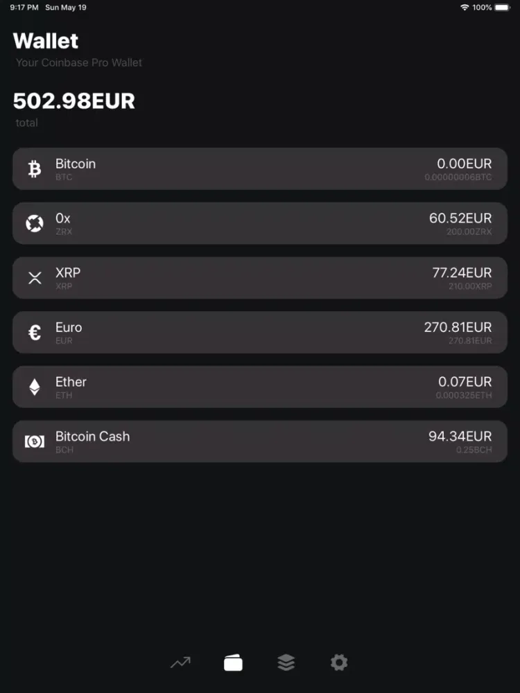Coinbase Pro Unofficial Crypto iPad 应用截图