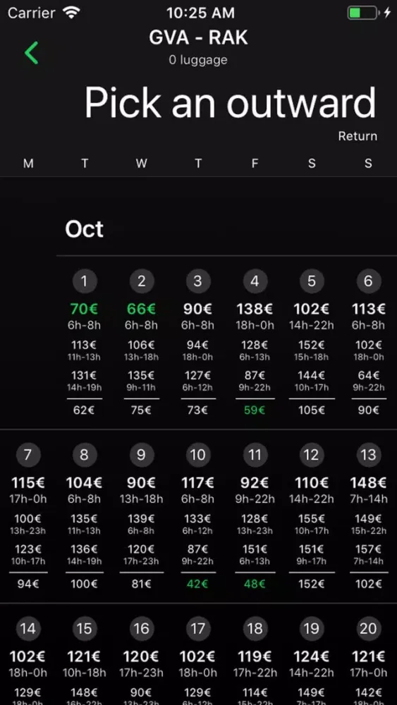 TripAway, Flights Calendar应用截图