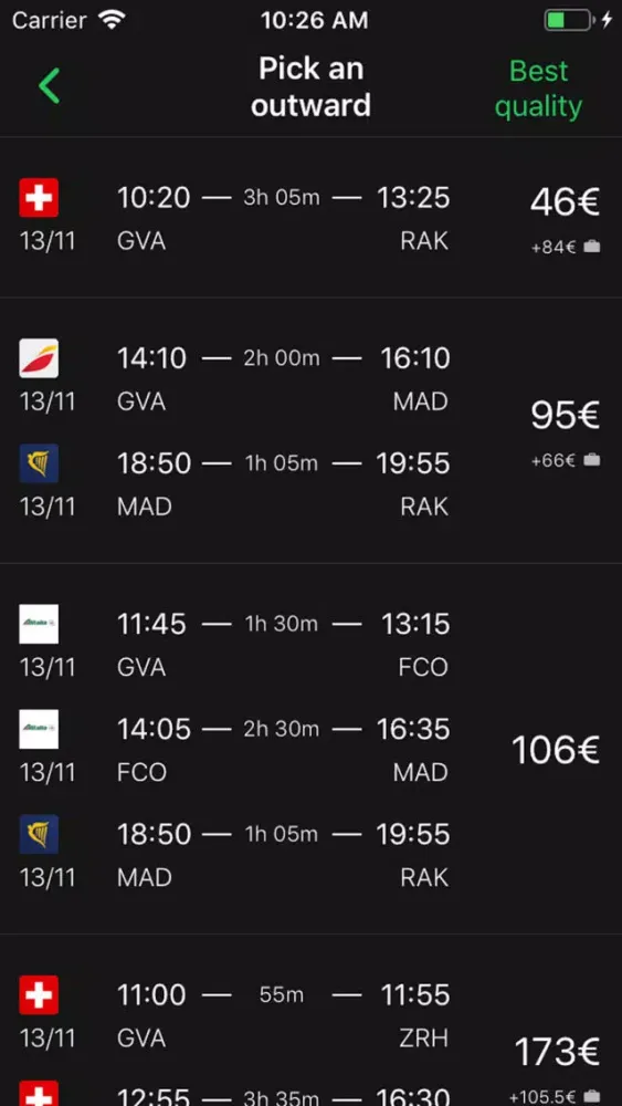 TripAway, Flights Calendar应用截图