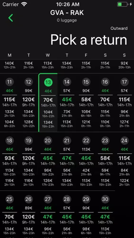 TripAway, Flights Calendar应用截图