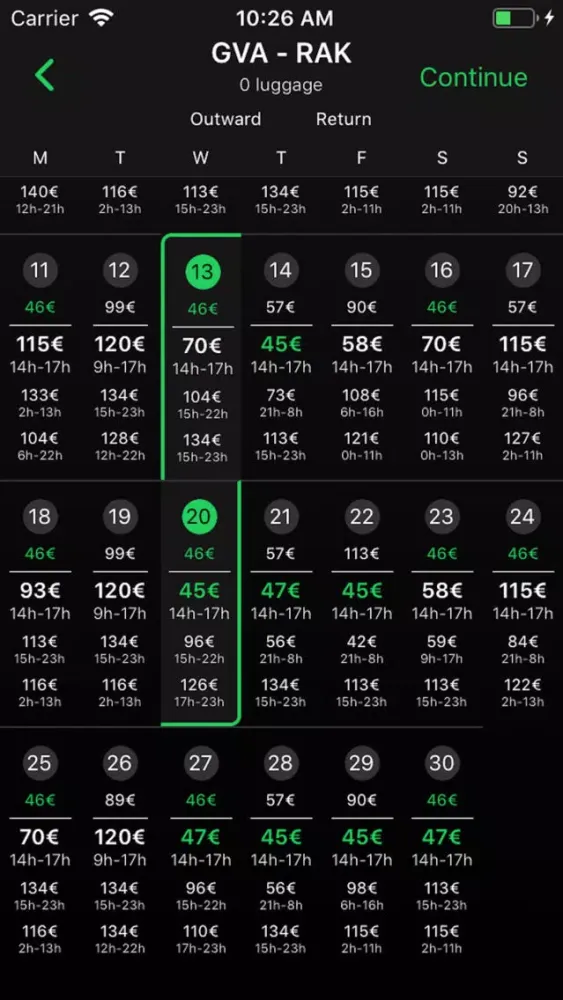 TripAway, Flights Calendar应用截图