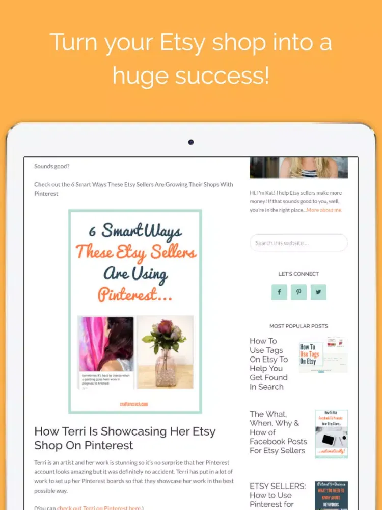 Capturas de pantalla de Pro Tips for Etsy Sellers iPad 