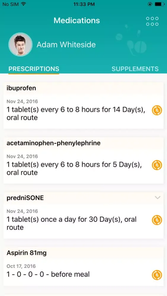 Nourish PHR Screenshots
