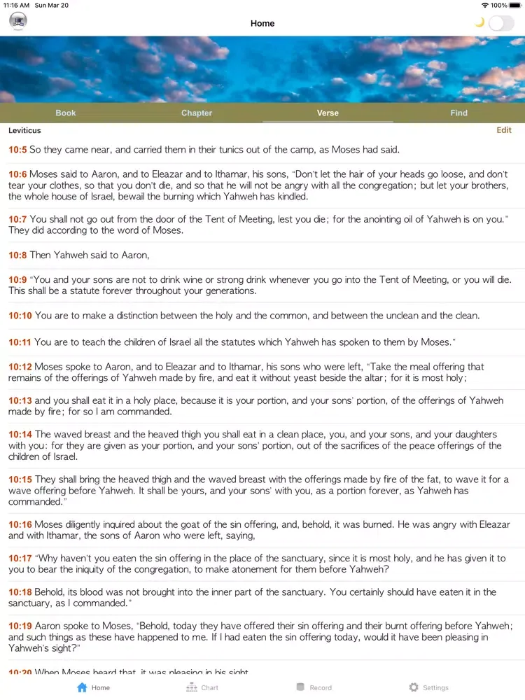 Tangkapan layar Bible Chart iPad 
