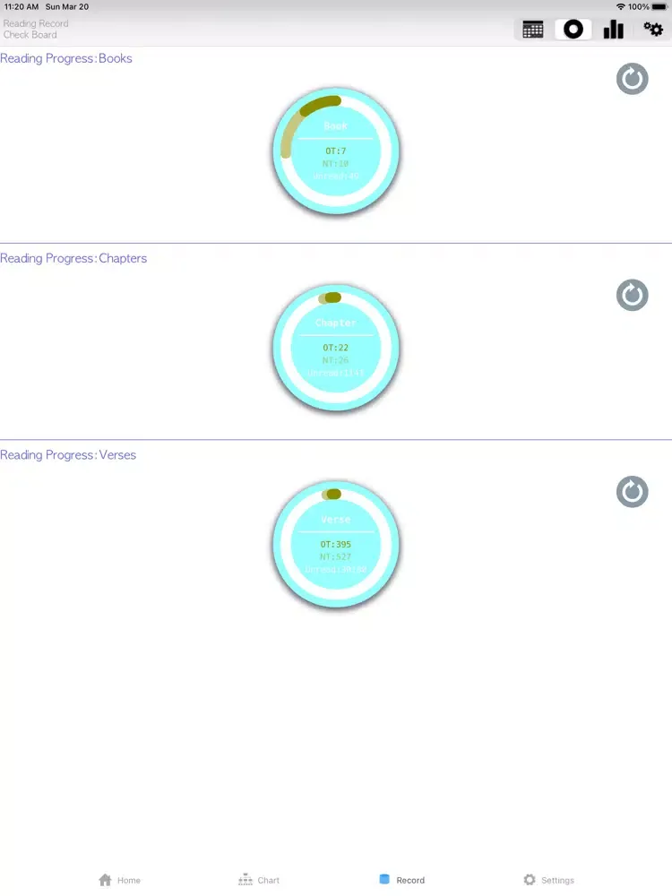 Tangkapan layar Bible Chart iPad 