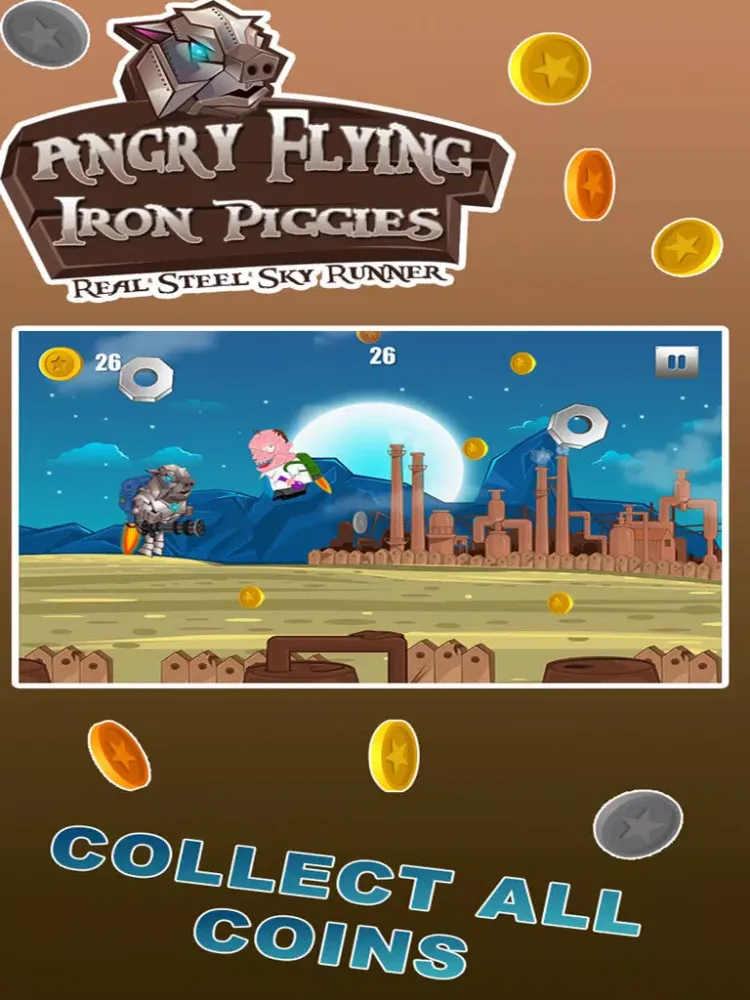 Angry Flying Iron Piggies - Real Steel Sky Runner iPad  Screenshots