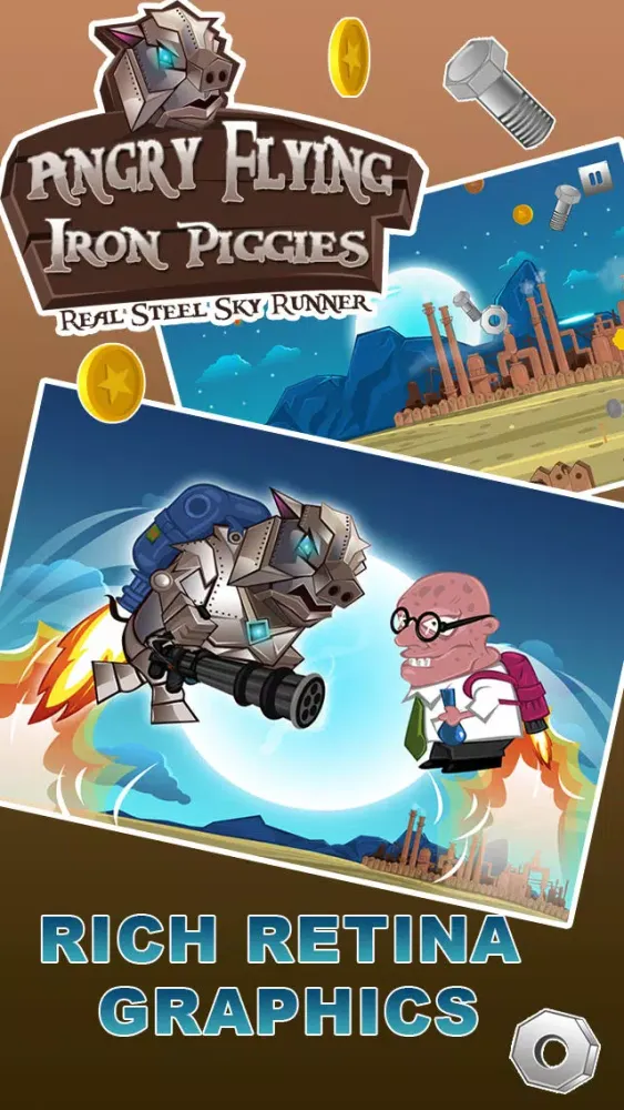 Angry Flying Iron Piggies - Real Steel Sky Runner Screenshots