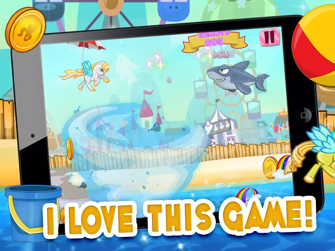 Little Magic Unicorn Dash : My Pretty Pony Princess vs Shark Tornado Attack Game - FREE Multiplayer iPad  Screenshots