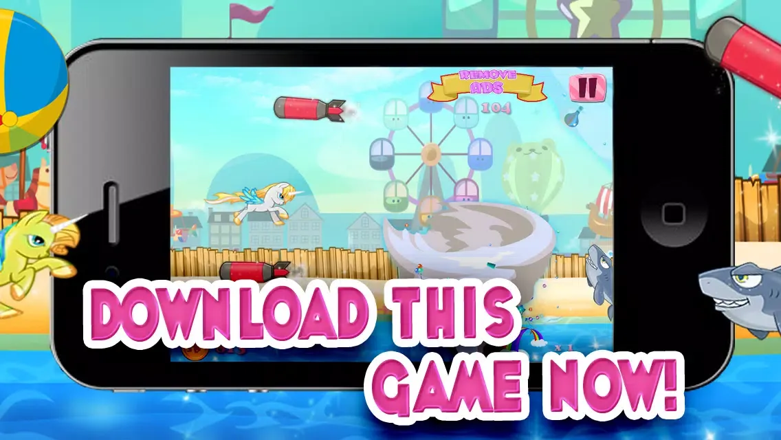 Little Magic Unicorn Dash : My Pretty Pony Princess vs Shark Tornado Attack Game - FREE Multiplayer Screenshots