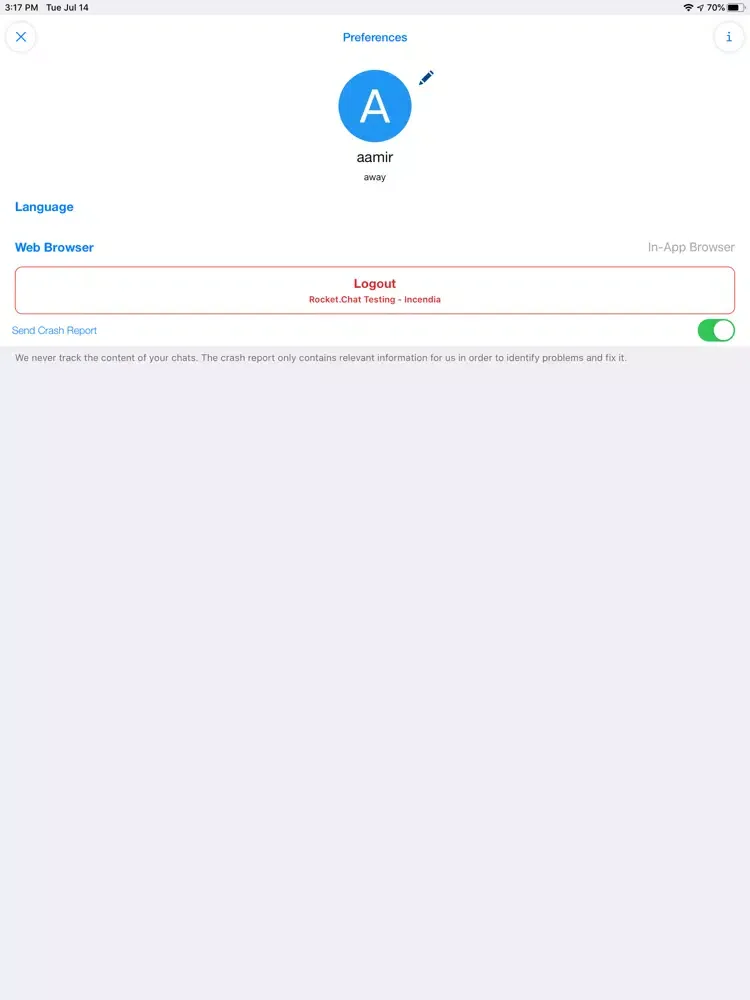 Ảnh chụp màn hình của HARTING Messenger iPad 